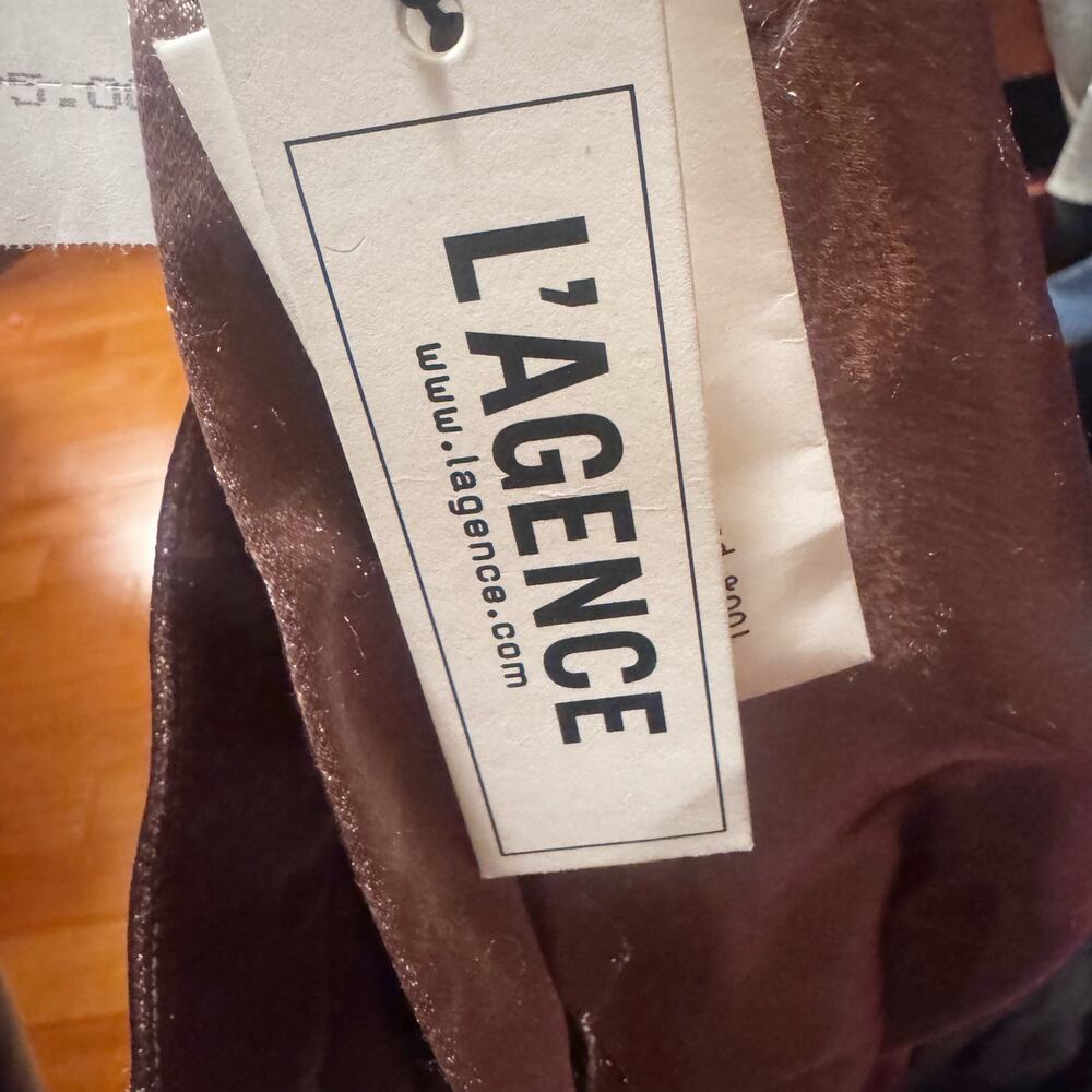 L’Agence Women’s Gavin Wide Leg Satin Pants Stretch In Sparrow Size 2 NWT - Picture 10 of 13